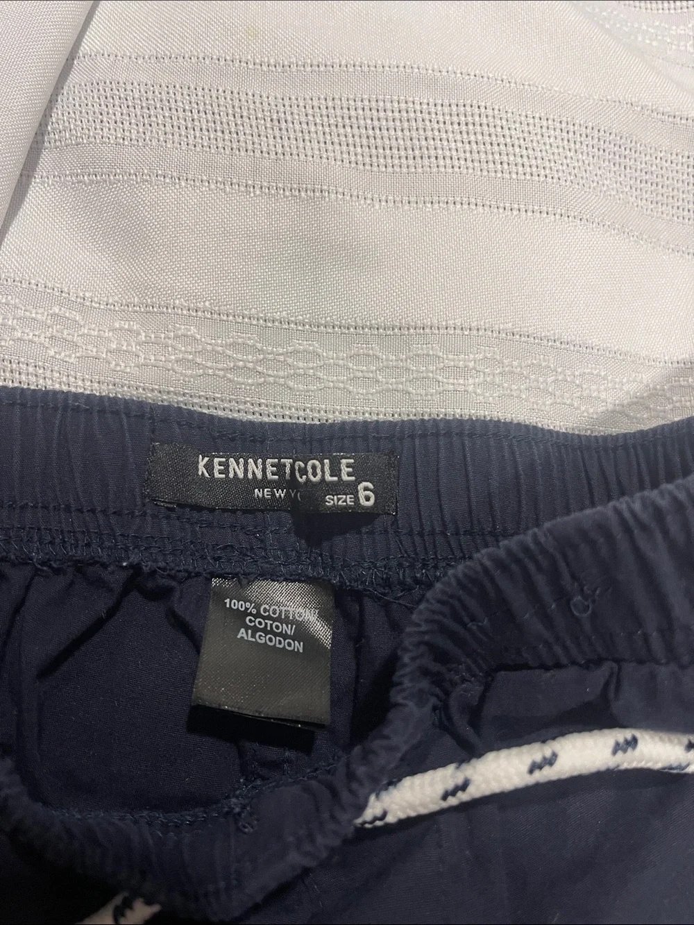 Kenneth Cole Navy Drawstring Elastic Waist Shorts